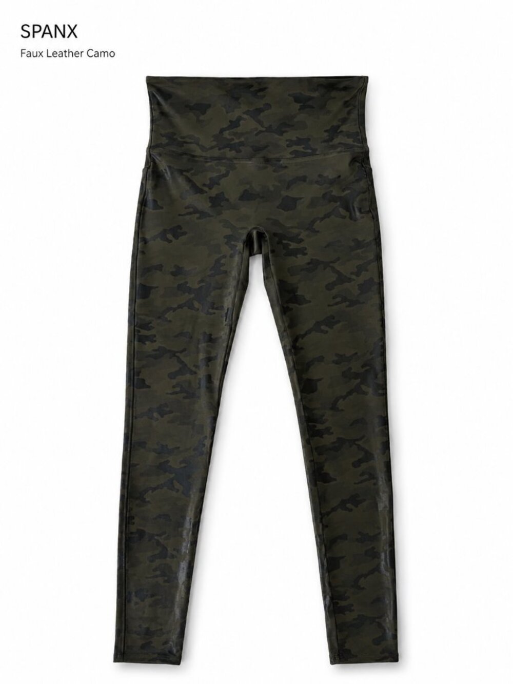 SPANX 🖤 Faux Leather Camo High Rise Leggings L Full Length